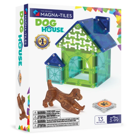 MAGNA-TILES Magnetická stavebnica Dog House 13 dielov Magnetická stavebnica MAGNA-TILES Dog House – detský psí domček s figúrkou a dekoráciami